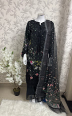 Black Floral-3 piece Embroidered Lawn Suit