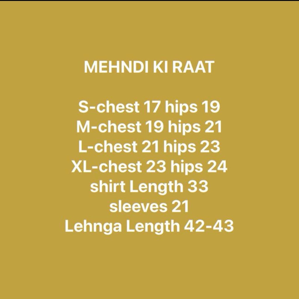 MEHNDI KI RAAT- 3 piece Embroidered Bridal Mayon/Mehndi Lehenga Dress