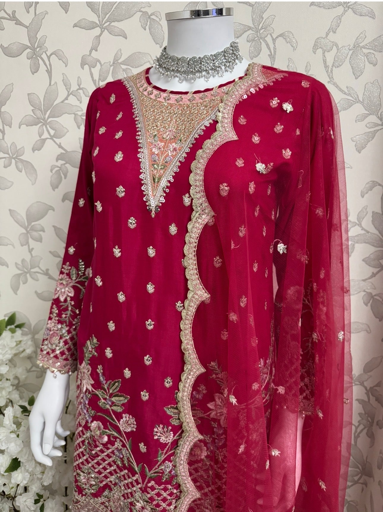 ETHNIC LUX- 3 piece Embroidered viscose Suit