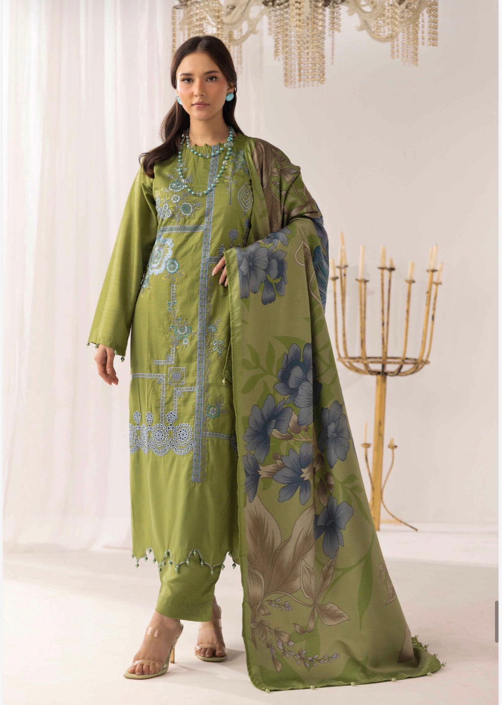 M PRINTS by simrans-3 Piece Embroidered Suit