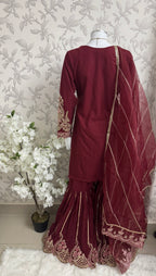 HIRA- 3 pieces Embroidered Gharara Suit