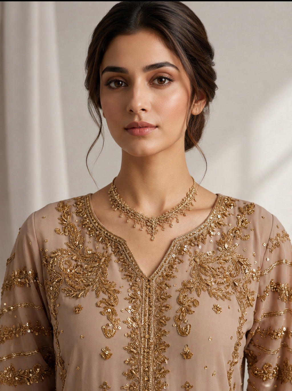 NAZLEEN- 3 piece embroidered Chiffon Suit