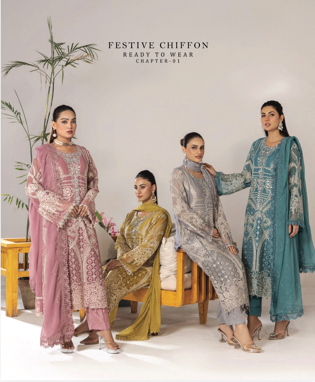 SONIYA-3 piece Embroidered Chiffon Suit