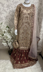 AMAIRA-3 pieces heavy Embroidered Masoori Gharara Suit