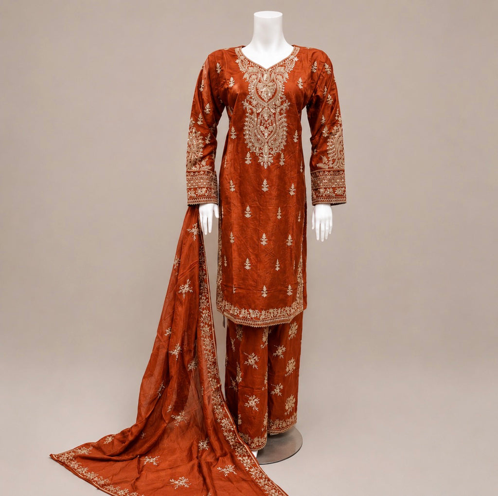 NOOR- 3 piece Embroidered Viscose Suit