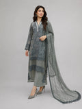 Sage Elegance- 3 piece Luxury Embroidered khaadi Net Suit
