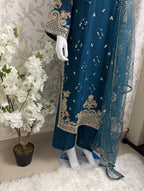 ETHNIC LUX- 3 Piece  embroidered viscose Suit