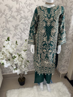 AFROZ Emerald- 3 piece Embroidered soft Organza Suit