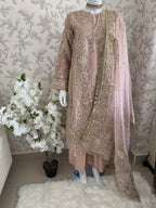 AFROZ Blush Pink- 3 piece Embroidered soft Organza suit