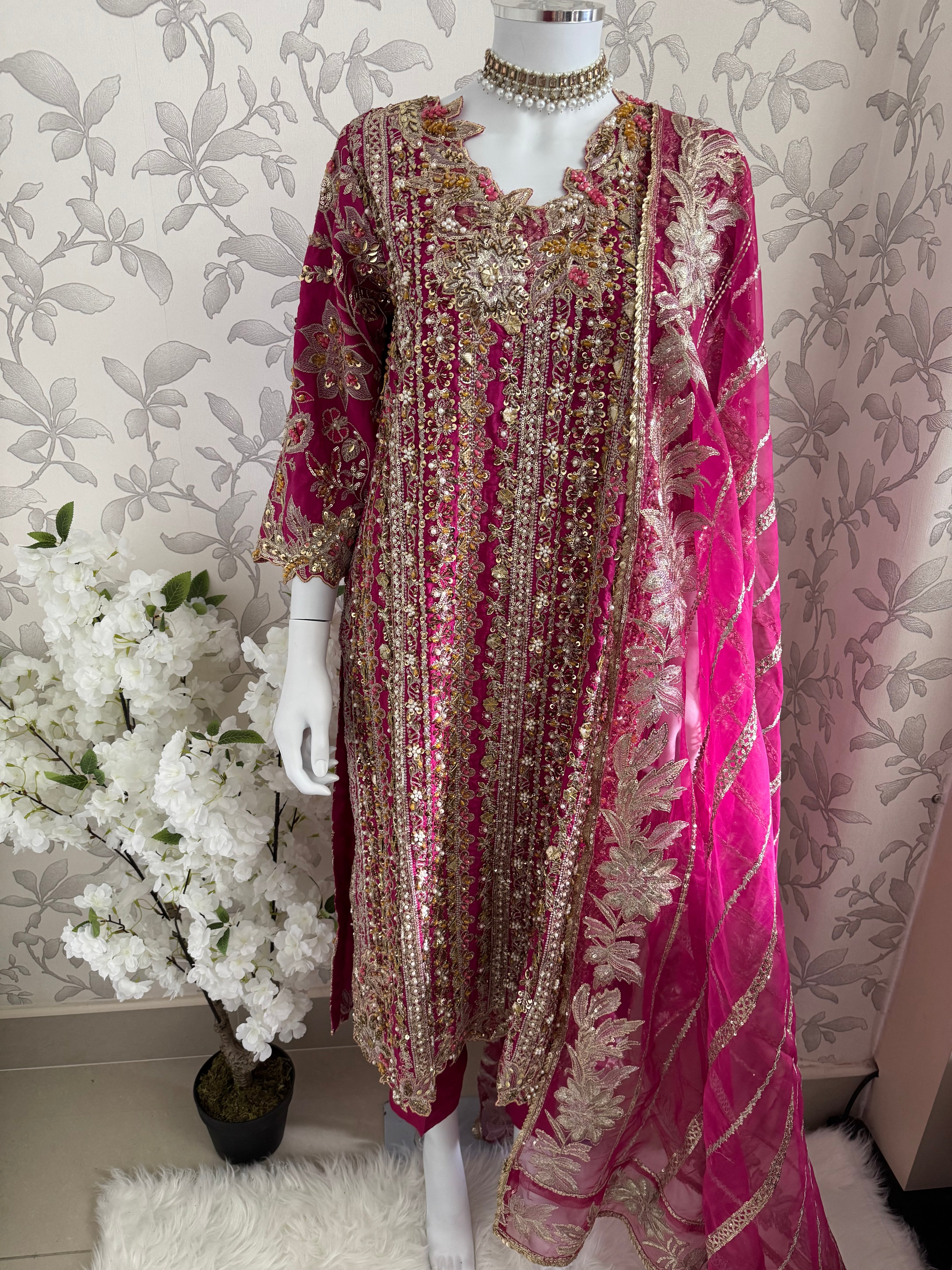 SAFINA- 3 pieces heavy Embroidered silk Suit