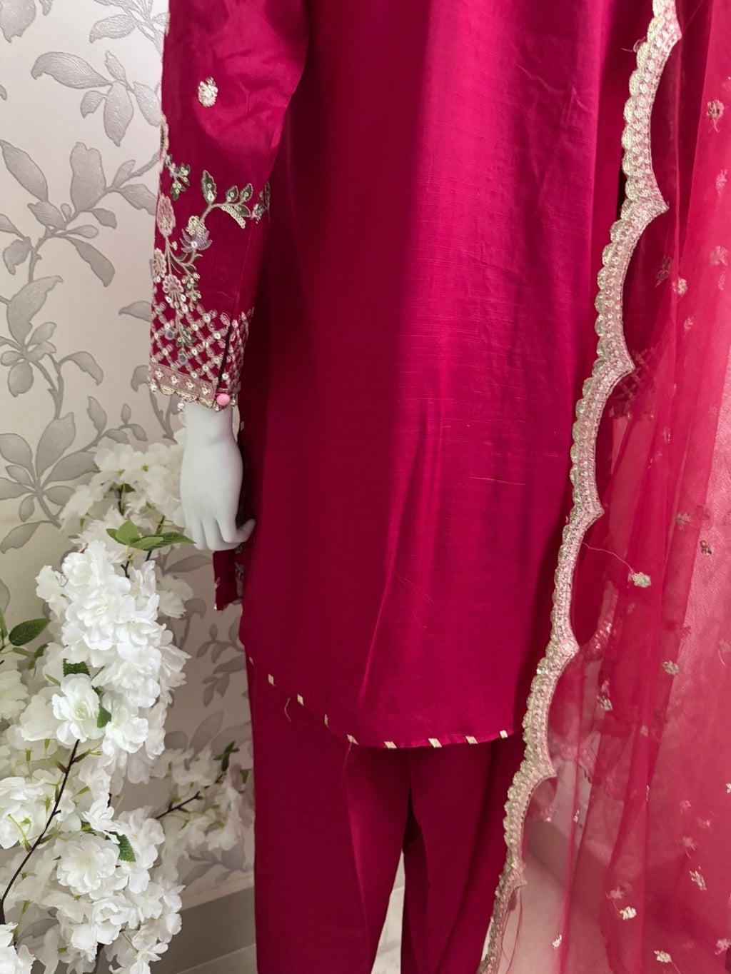 ETHNIC LUX- 3 piece Embroidered viscose Suit