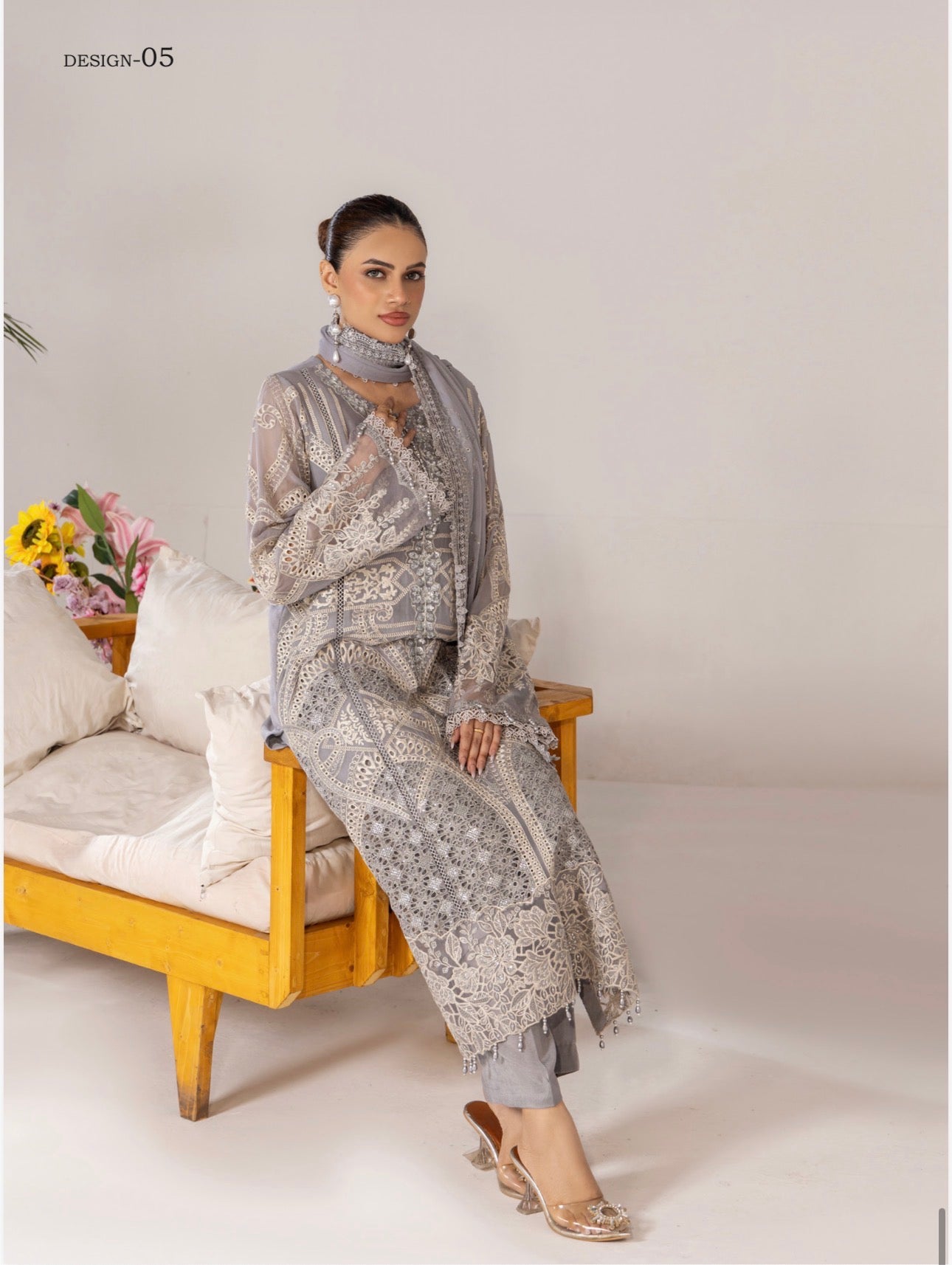 SONIYA-3 piece Embroidered Chiffon Suit