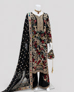 MAHNAZ-  4 pieces Heavy Embroidered chiffon suit