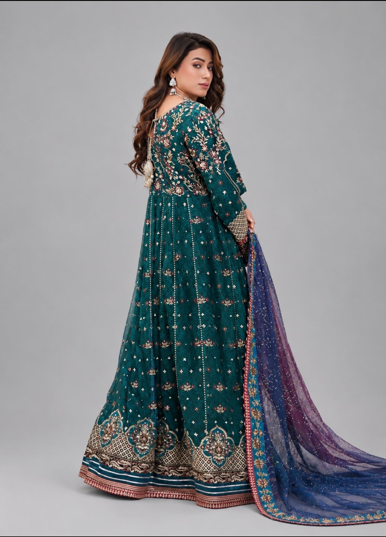 ANUM- 3 pieces Embroidered chiffon Maxi dress