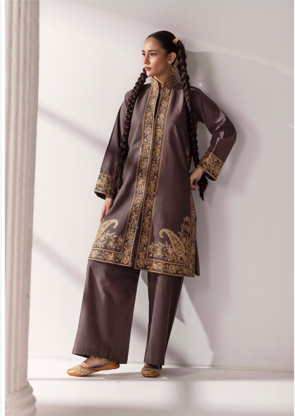 MB Lux- 4 piece Embroidered khadder Jacket Suit