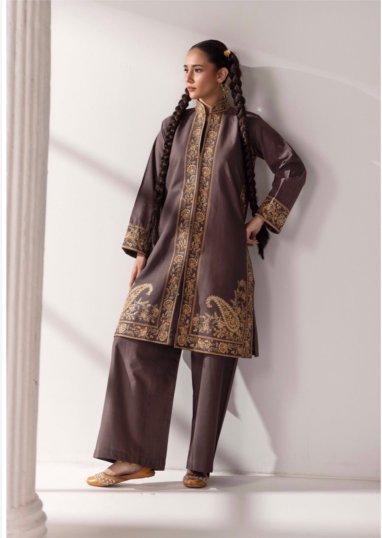MB Lux- 4 piece Embroidered khadder Jacket Suit