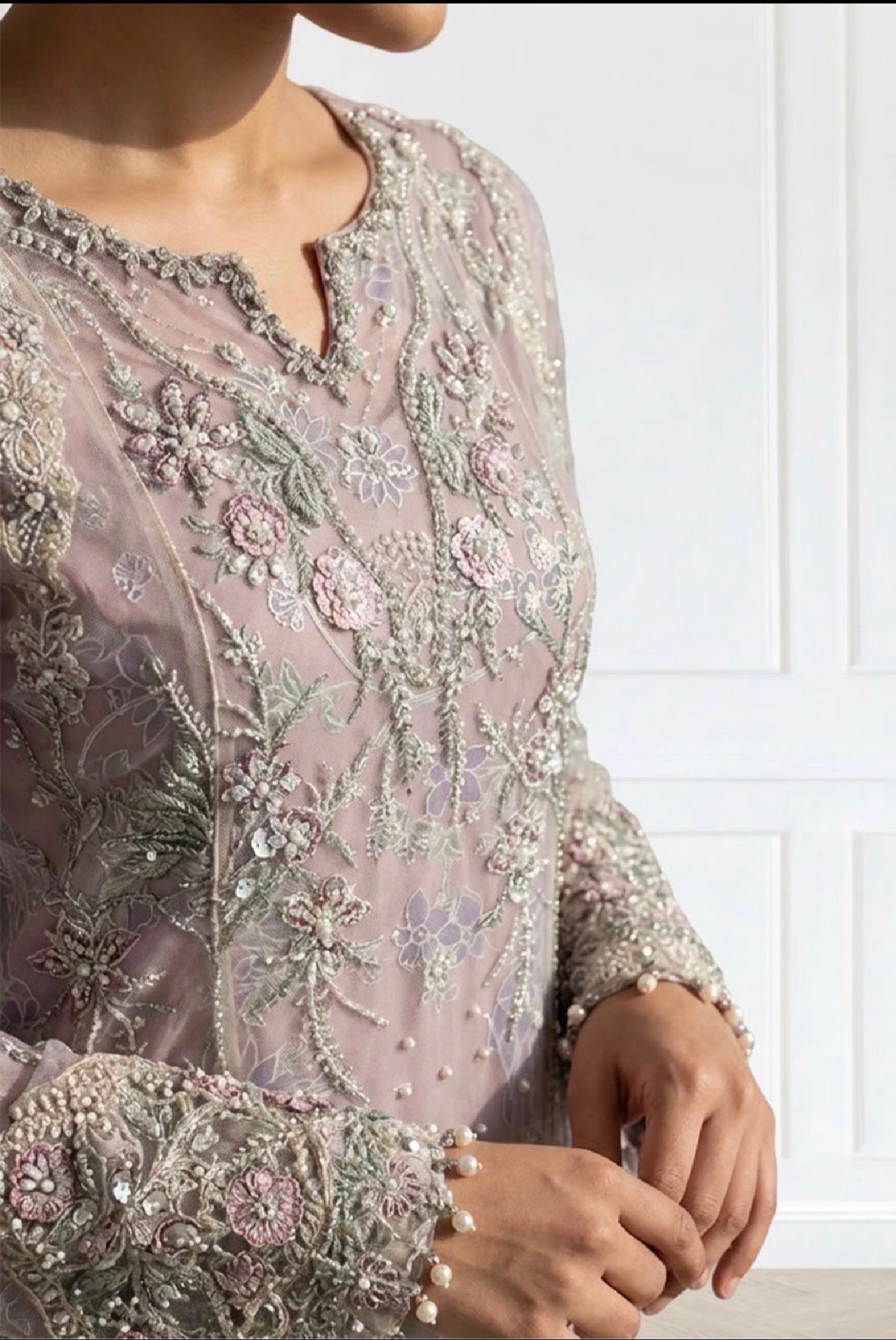Lilac Moonlight Embroidered 3-Piece Luxury Suit with Organza Dupatta
