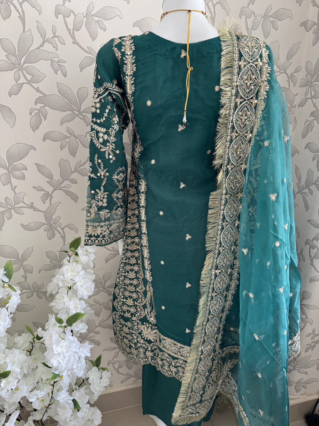 AFROZ Emerald- 3 piece Embroidered soft Organza Suit