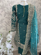 AFROZ Emerald- 3 piece Embroidered soft Organza Suit