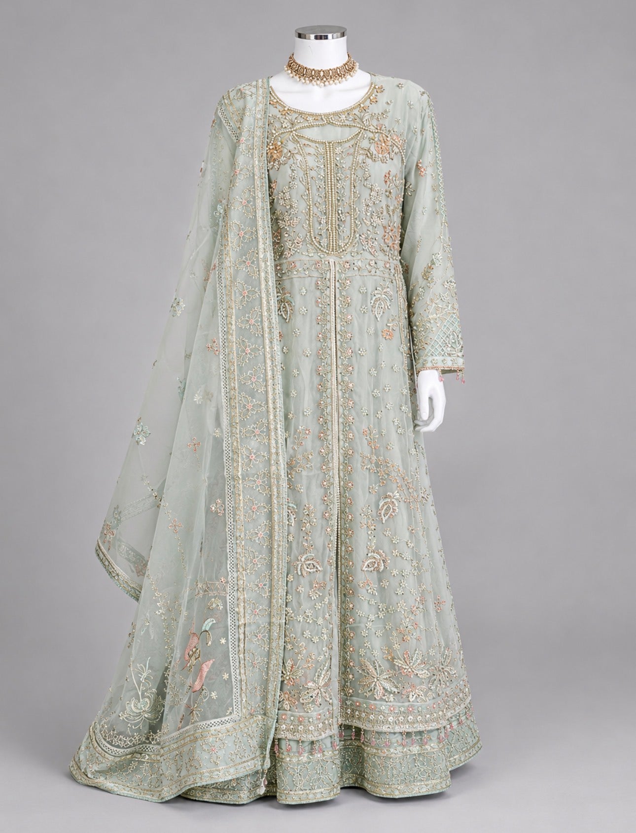 LYARA- 3 piece Embroidered soft organza suit
