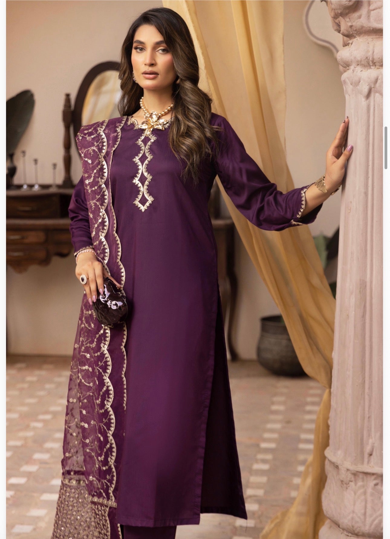 ALARA-3 piece Embroidered Viscose suit
