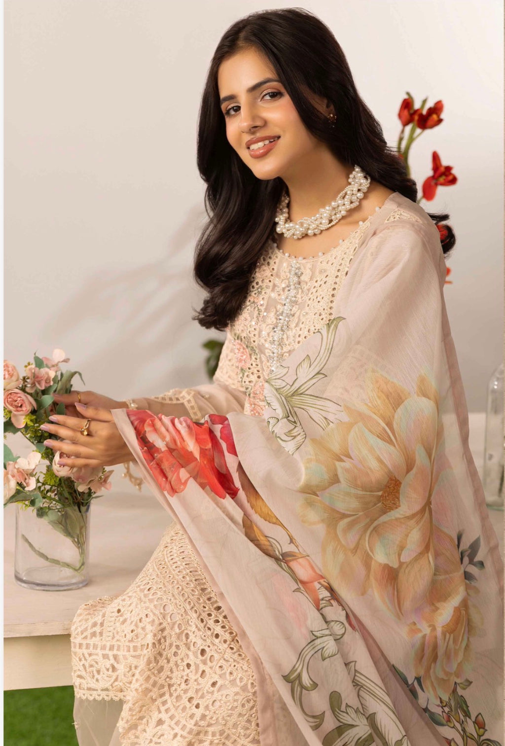 ELYSIA - 3 piece Embroidered Chiffon Suit