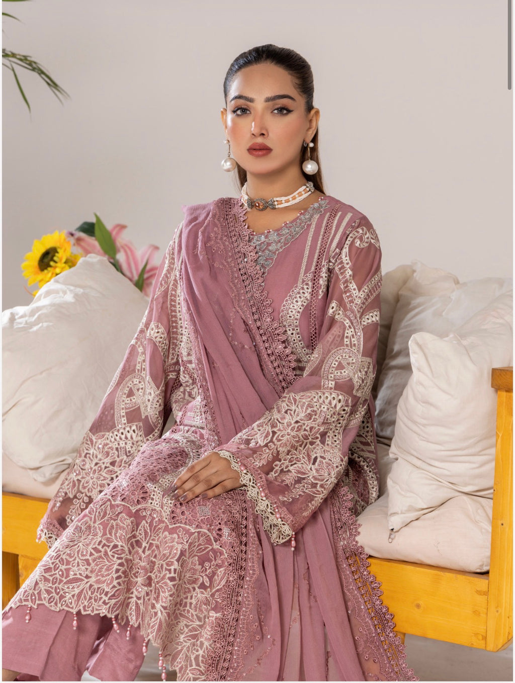 SONIYA-3 piece Embroidered Chiffon Suit