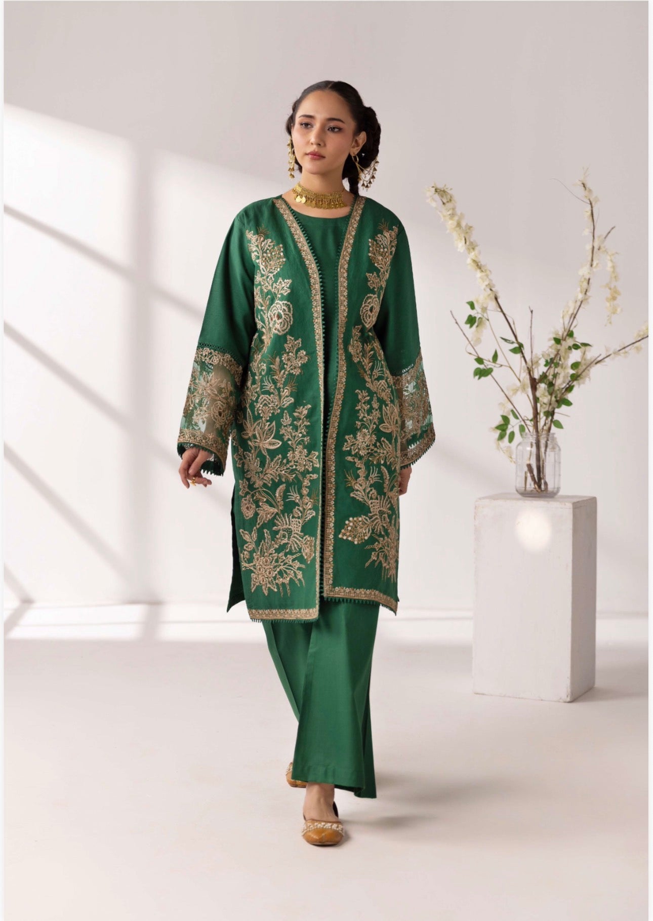 MB Lux- 4 piece Embroidered khadder Jacket Suit
