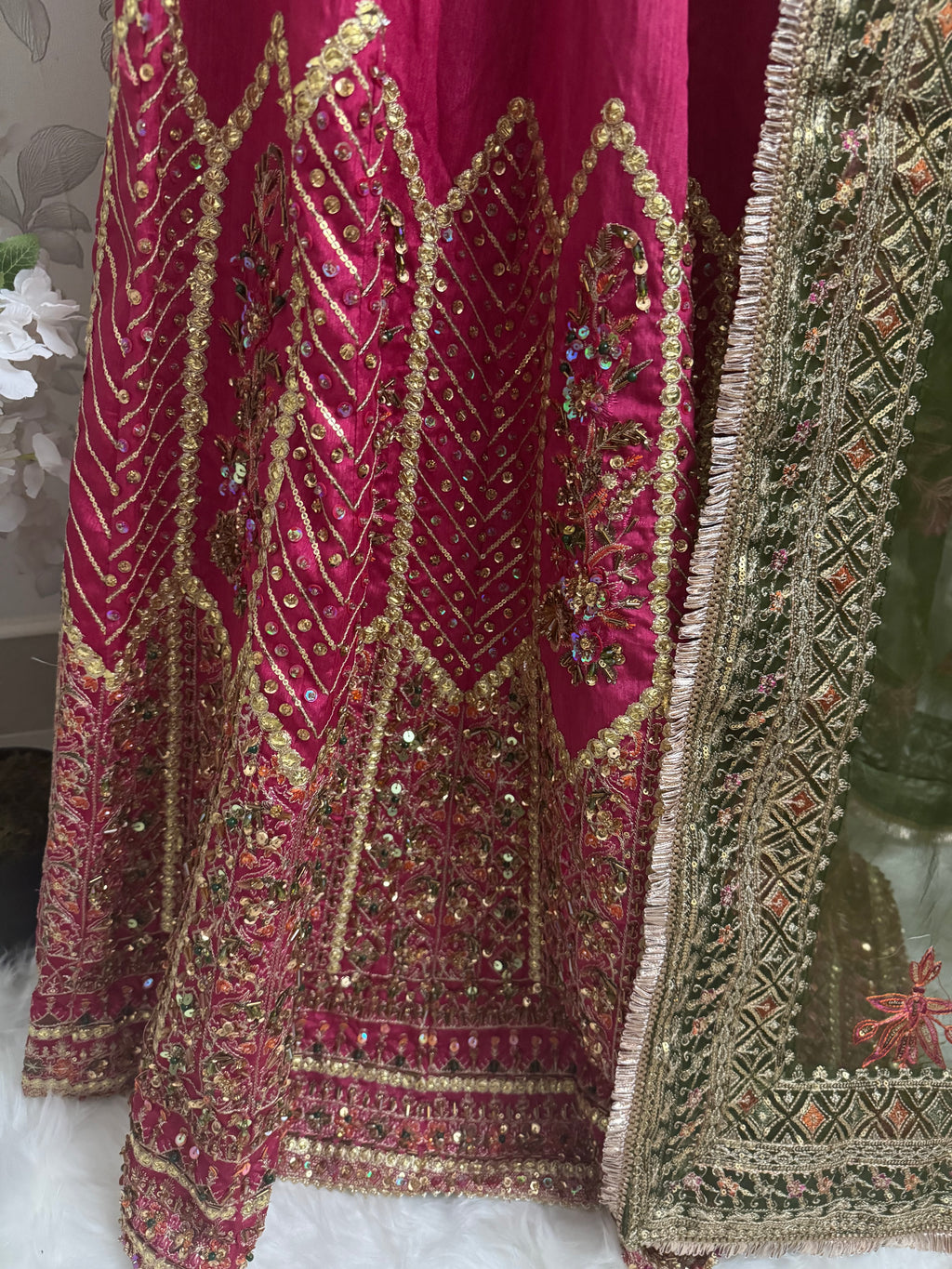 GUL BADAN-3 piece Embroidered Pakistani bridal Lehenga choli