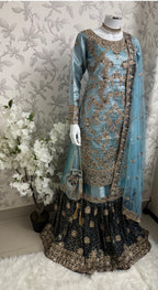 AMAIRA-3 pieces heavy Embroidered Masoori Gharara Suit