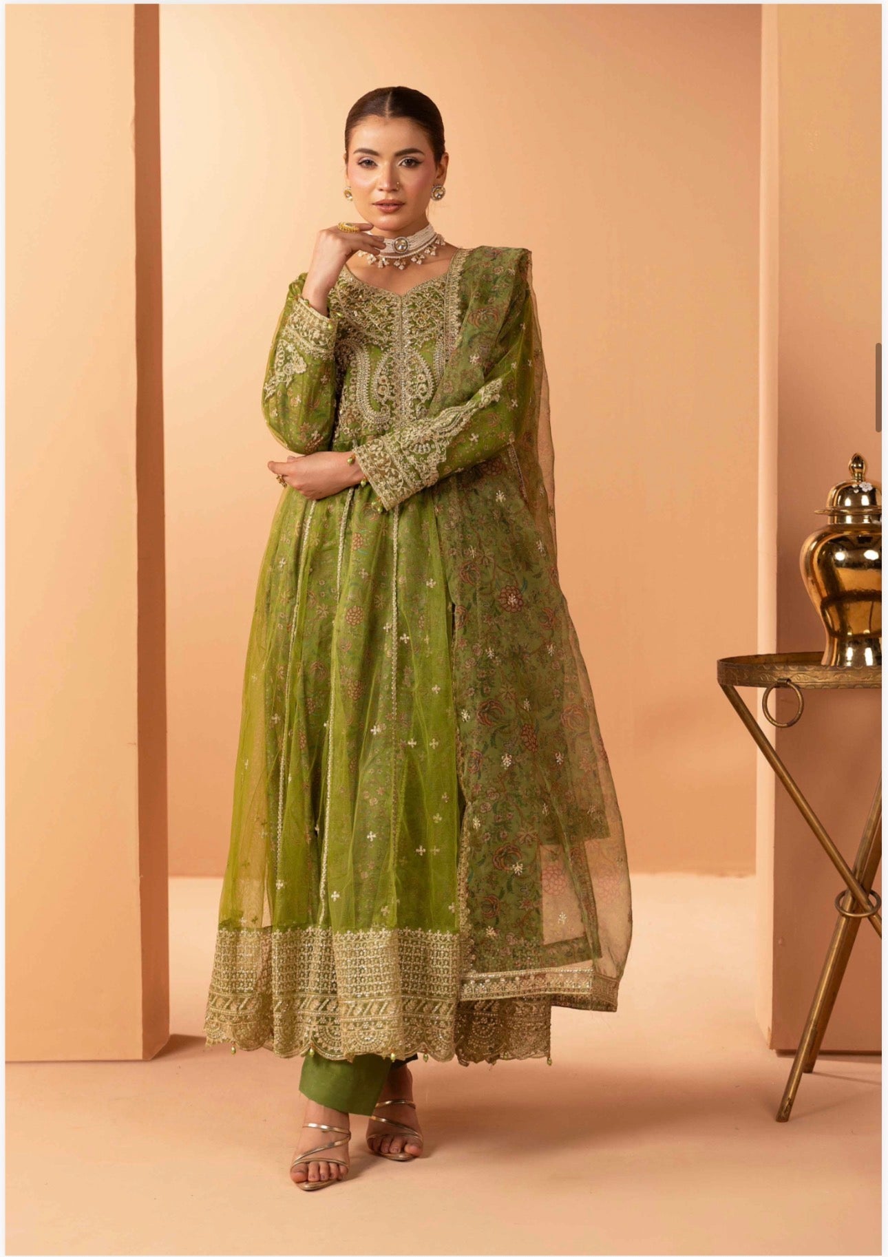 ANARKALI- 3 piece Embroidered suit