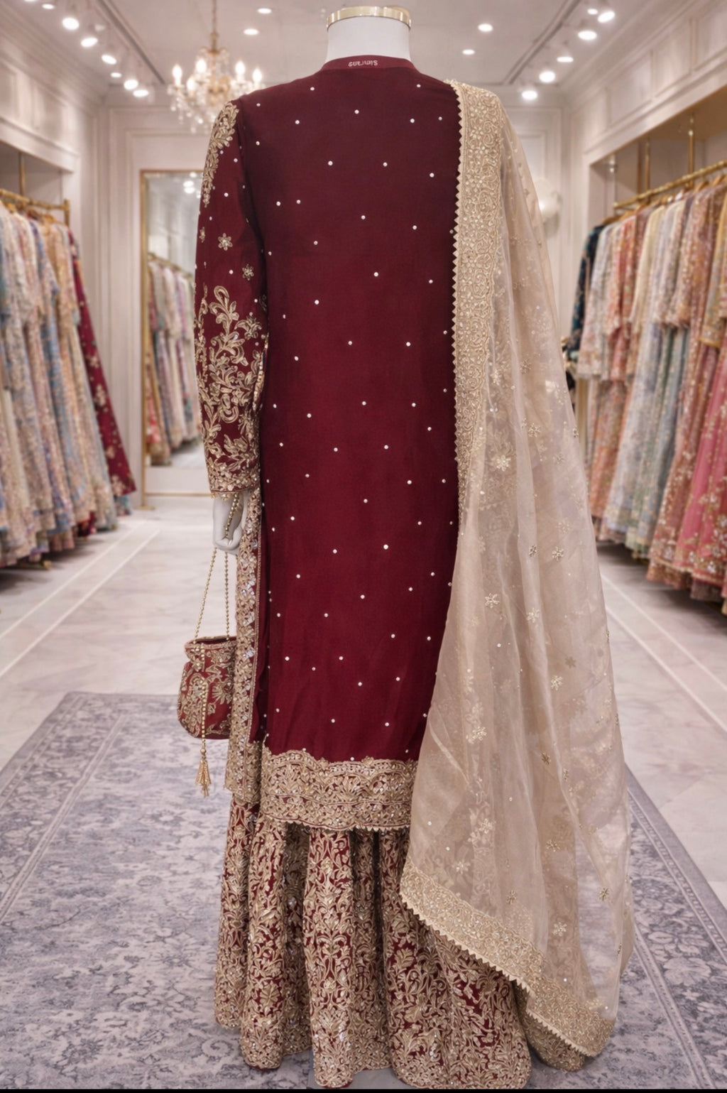 MAAYA - 3 piece Heavy Embroidered Chiffon Gharara suit