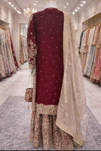MAAYA - 3 piece Heavy Embroidered Chiffon Gharara suit