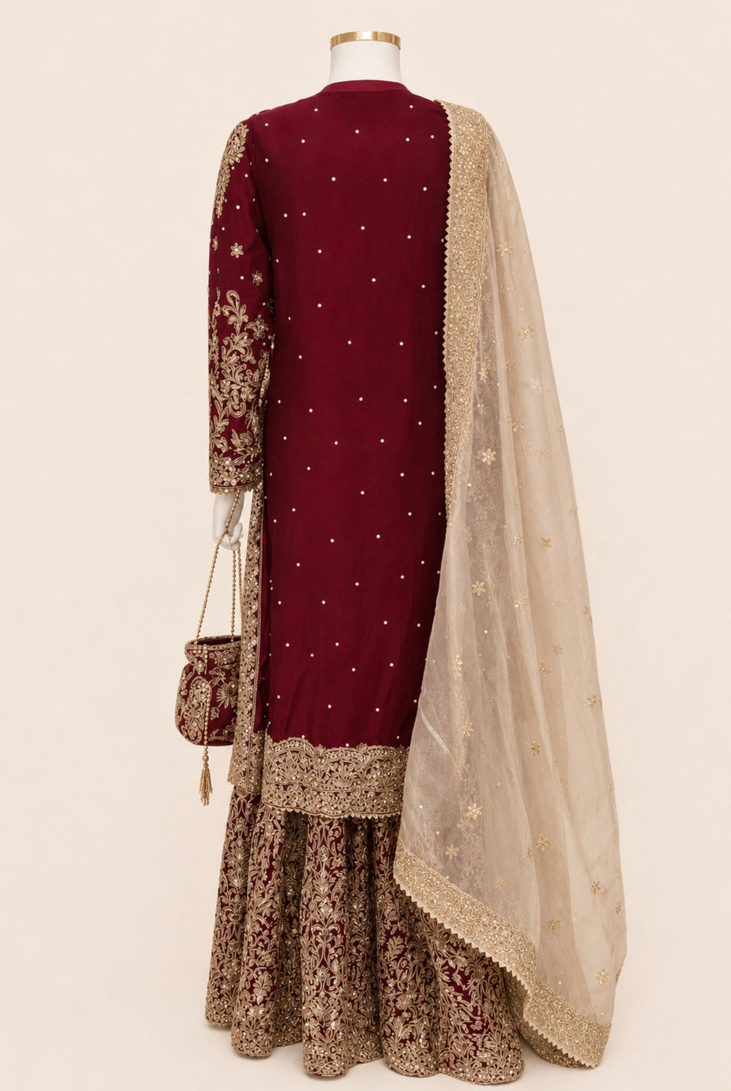MAAYA - 3 piece Heavy Embroidered Chiffon Gharara suit