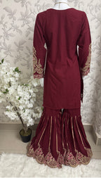 HIRA- 3 pieces Embroidered Gharara Suit