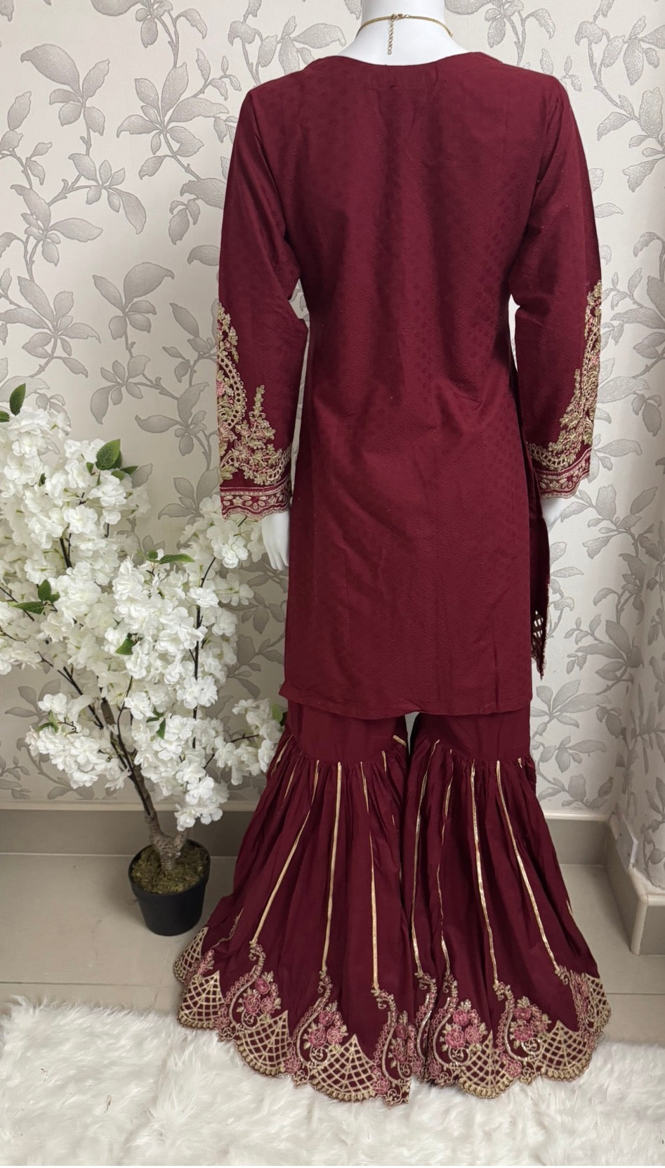 HIRA- 3 pieces Embroidered Gharara Suit