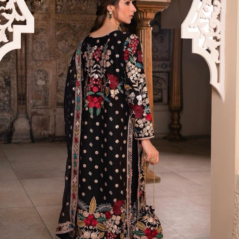 MAHNAZ-  4 pieces Heavy Embroidered chiffon suit