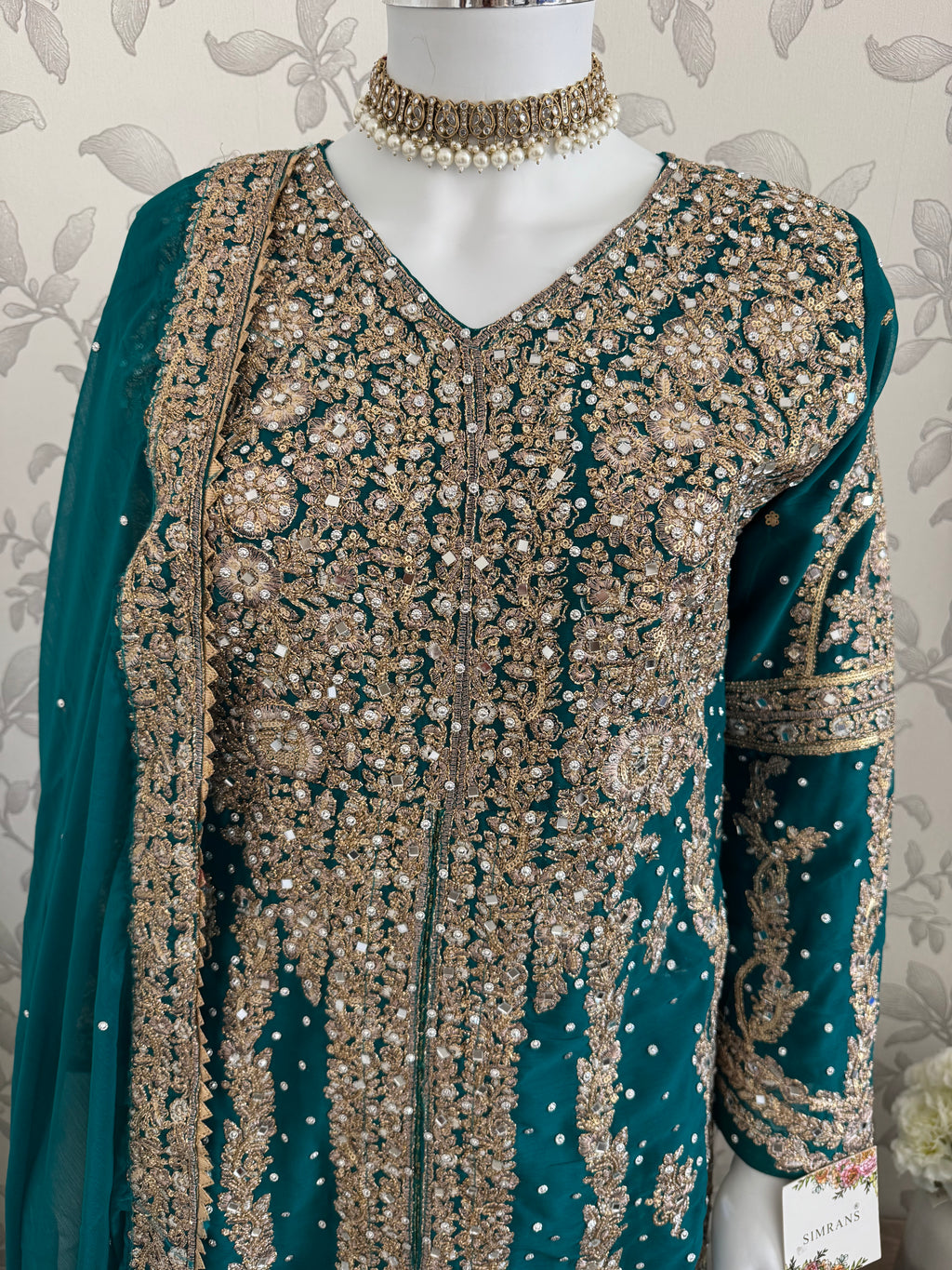 AFREEN - 3 piece embroidered Chiffon wedding Suit