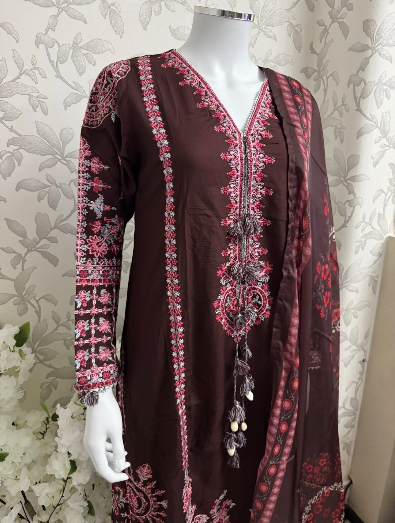 HUSN-E-EID 3 piece heavy Embroidered viscose Suit