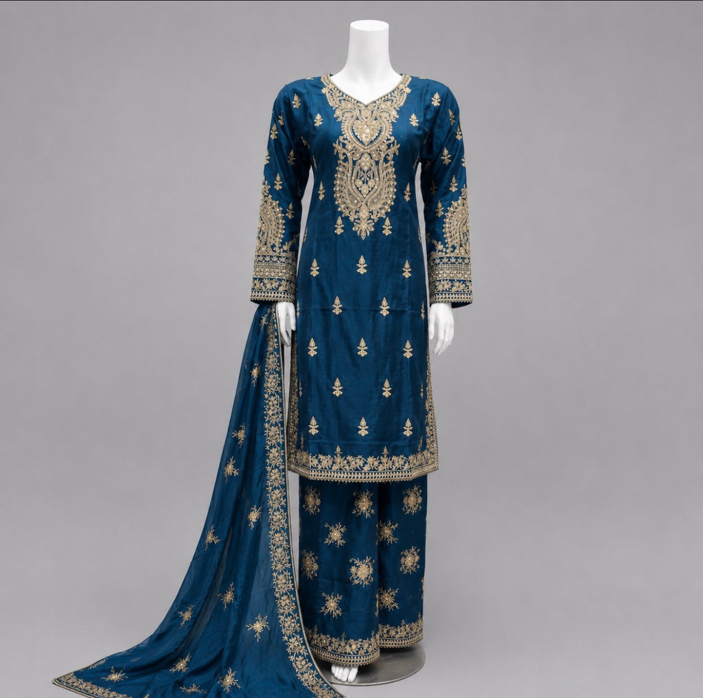 NOOR- 3 piece Embroidered Viscose Suit