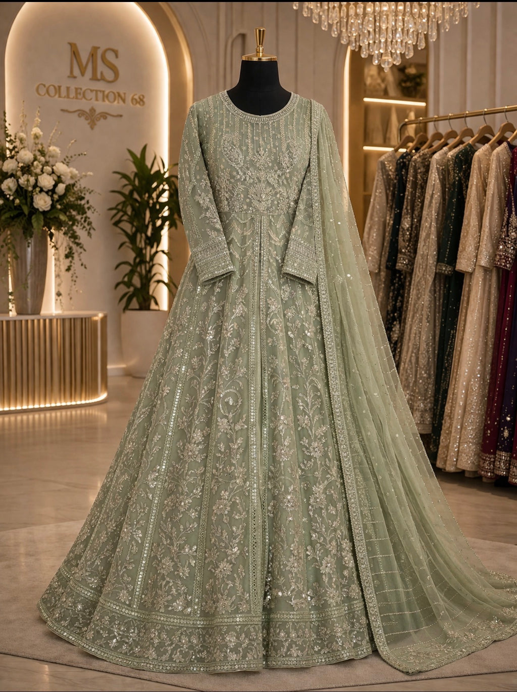LUXURY WEDDING COLLECTION 2pcs Embroidered Organza Maxi