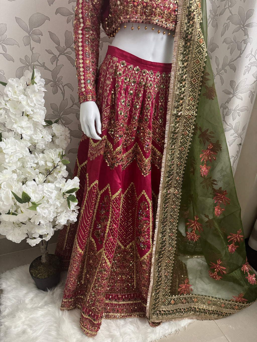 GUL BADAN-3 piece Embroidered Pakistani bridal Lehenga choli