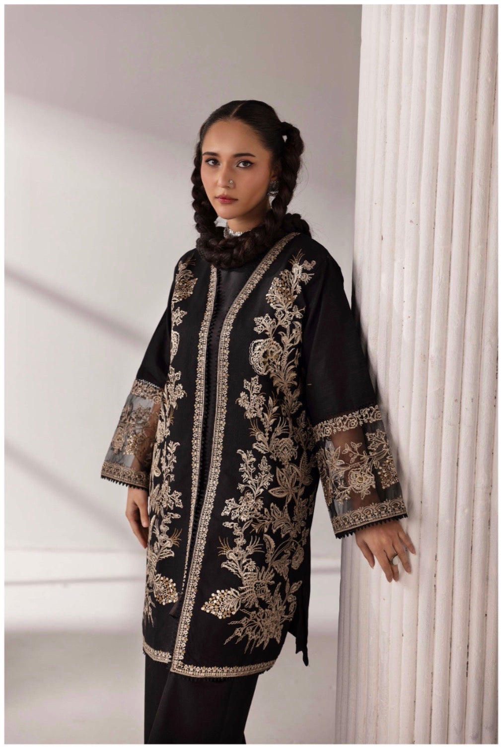 MB Lux- 4 piece Embroidered khadder Jacket Suit