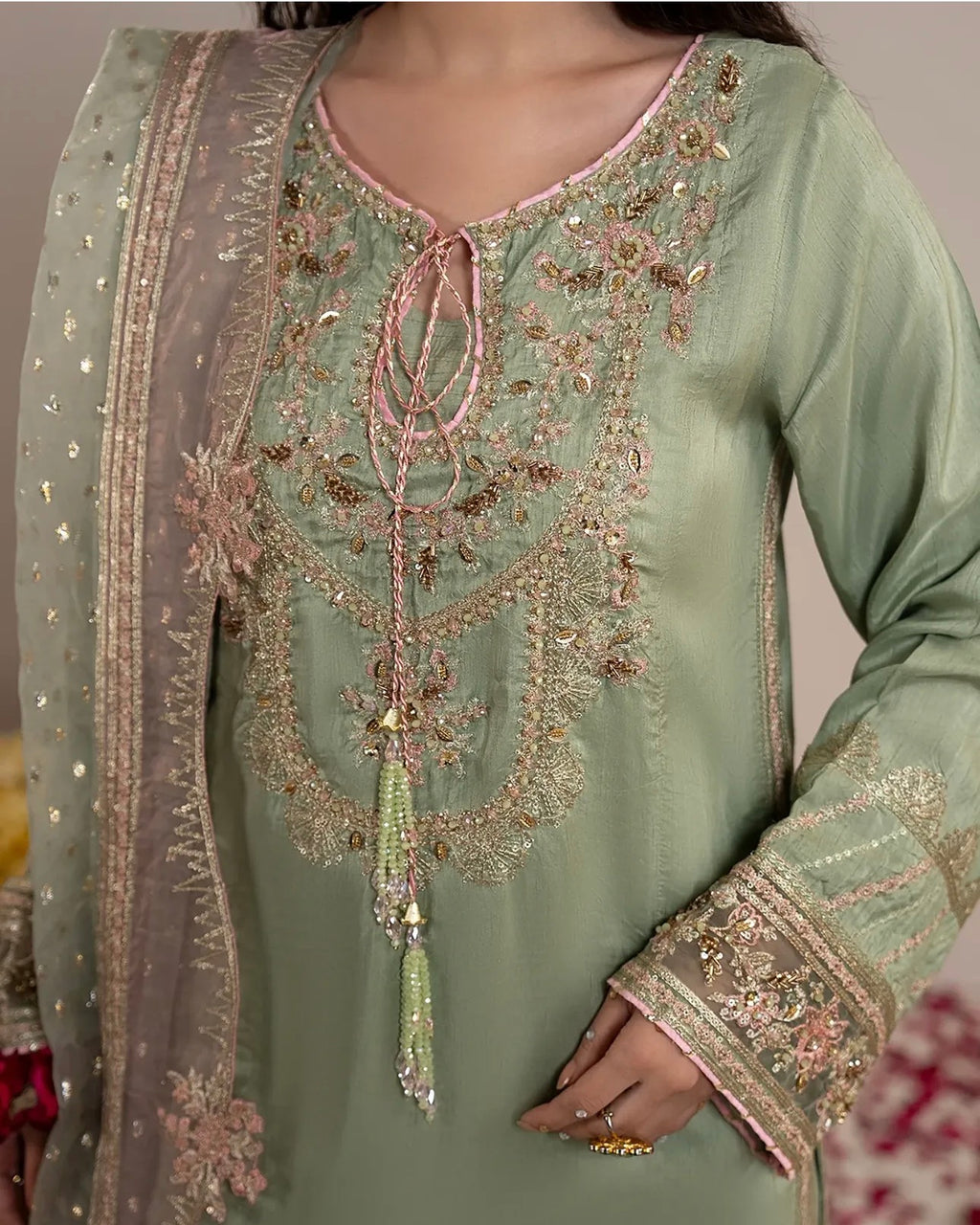 CHAAND RAAT- 3 piece Embroidered Raw Silk Suit