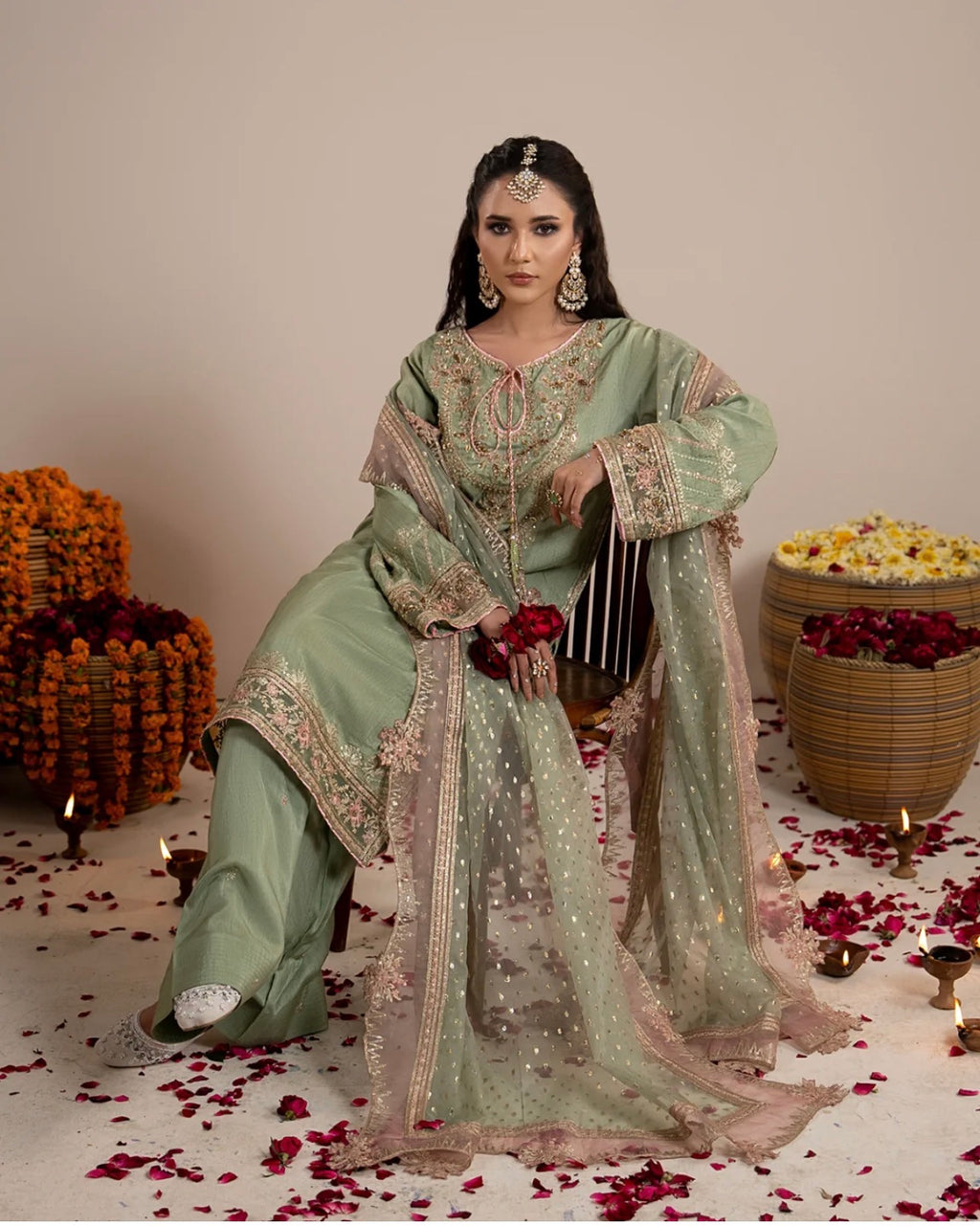 CHAAND RAAT- 3 piece Embroidered Raw Silk Suit