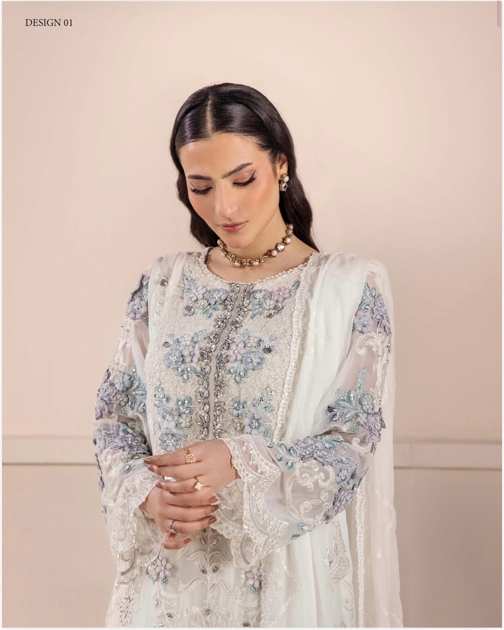 THREADS-3 piece Embroidered Chiffon Suit