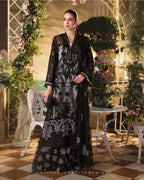 Midnight Noir- 3 piece Luxury Embroidered Chiffon Suit