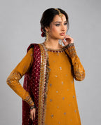 CHAAND RAAT- 3 piece Embroidered Raw Silk sharara Suit