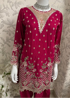 ETHNIC LUX- 3 piece Embroidered viscose Suit