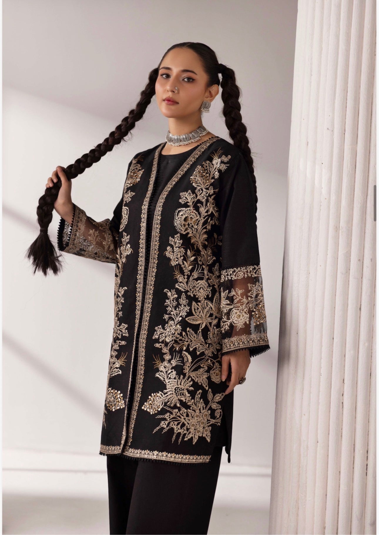 MB Lux- 4 piece Embroidered khadder Jacket Suit